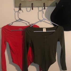 Two Pink brand long sleeve leotard-like shirts